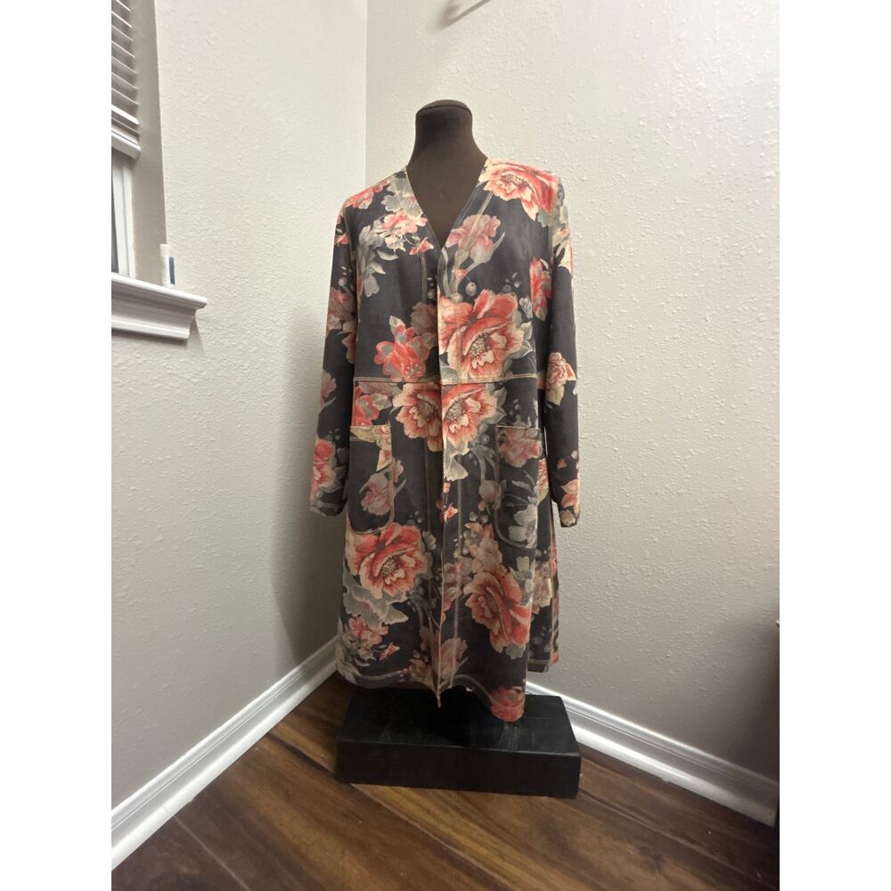 NWT Anthropologie Floral Faux Suede super soft Jacket Boho Festival Layer Size L - Picture 10 of 11